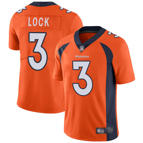 Denver Broncos Limited Men Orange Drew Lock Home Jersey 3 Vapor Untouchable NFL Football